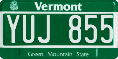 VT license plate YUJ855