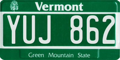 VT license plate YUJ862