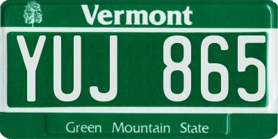 VT license plate YUJ865