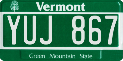 VT license plate YUJ867