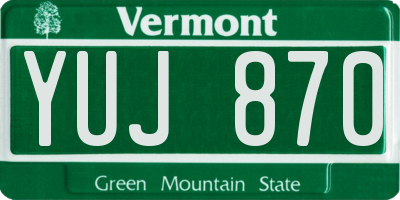 VT license plate YUJ870