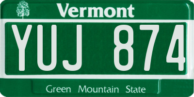 VT license plate YUJ874
