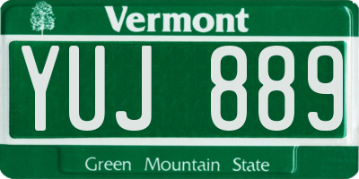 VT license plate YUJ889