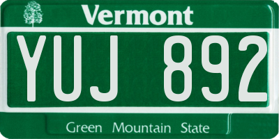 VT license plate YUJ892