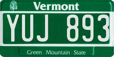VT license plate YUJ893