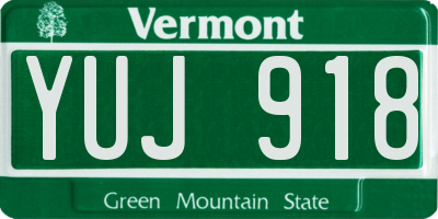 VT license plate YUJ918