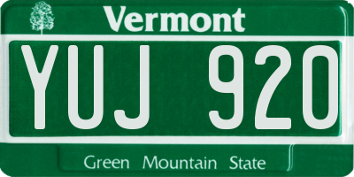 VT license plate YUJ920