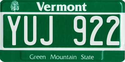 VT license plate YUJ922