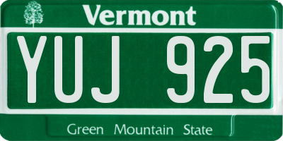 VT license plate YUJ925