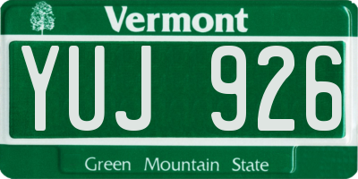 VT license plate YUJ926