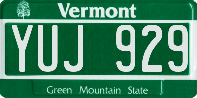 VT license plate YUJ929