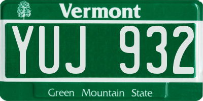 VT license plate YUJ932