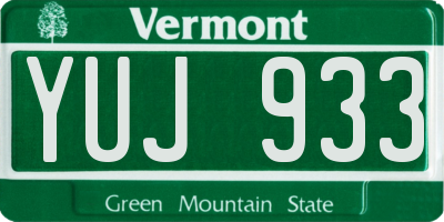 VT license plate YUJ933