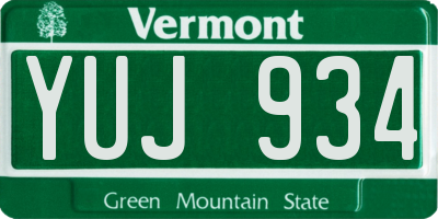 VT license plate YUJ934