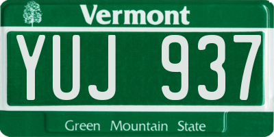VT license plate YUJ937