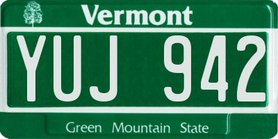 VT license plate YUJ942