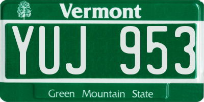 VT license plate YUJ953