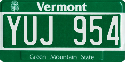 VT license plate YUJ954