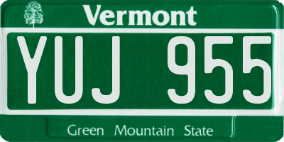 VT license plate YUJ955