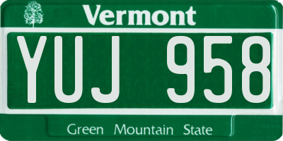 VT license plate YUJ958