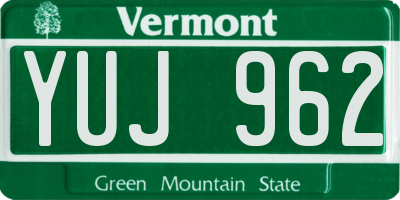 VT license plate YUJ962