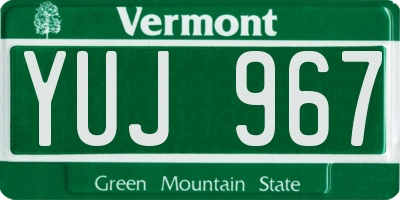 VT license plate YUJ967