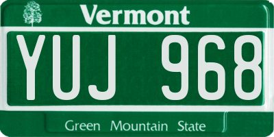 VT license plate YUJ968