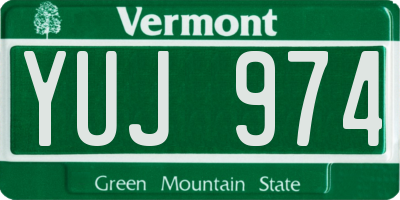 VT license plate YUJ974