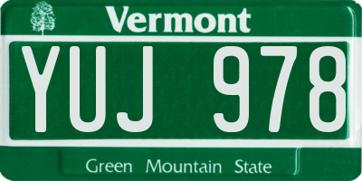 VT license plate YUJ978