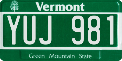 VT license plate YUJ981