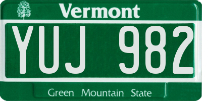 VT license plate YUJ982
