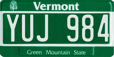 VT license plate YUJ984