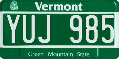VT license plate YUJ985