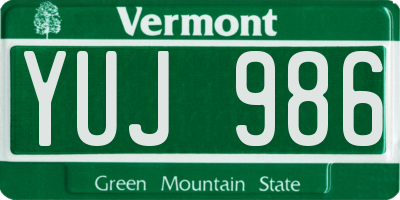 VT license plate YUJ986