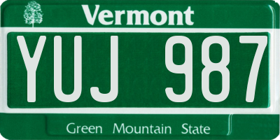 VT license plate YUJ987