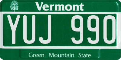 VT license plate YUJ990