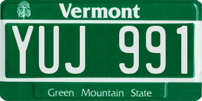 VT license plate YUJ991