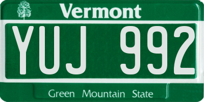 VT license plate YUJ992