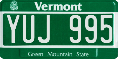 VT license plate YUJ995