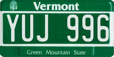 VT license plate YUJ996