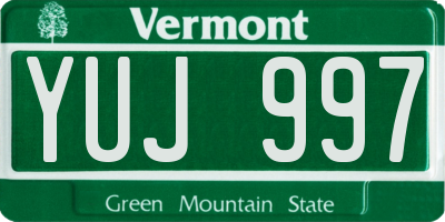VT license plate YUJ997