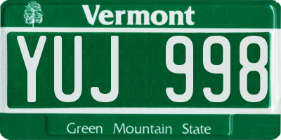 VT license plate YUJ998