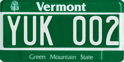 VT license plate YUK002