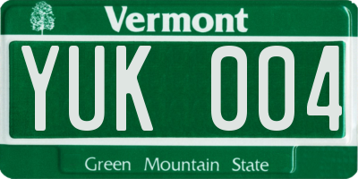 VT license plate YUK004