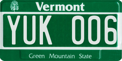 VT license plate YUK006