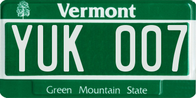 VT license plate YUK007