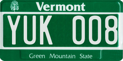 VT license plate YUK008
