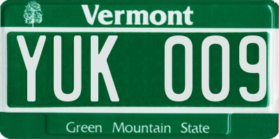 VT license plate YUK009