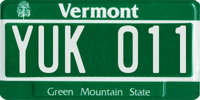 VT license plate YUK011
