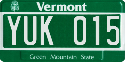 VT license plate YUK015